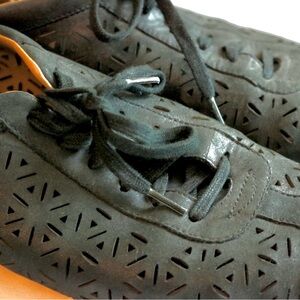 Navy Perforated Lace-Up Sneakers